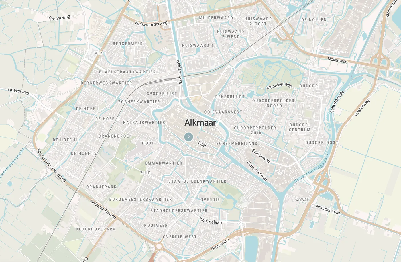 Kaart met leegstandmeldingen in Alkmaar