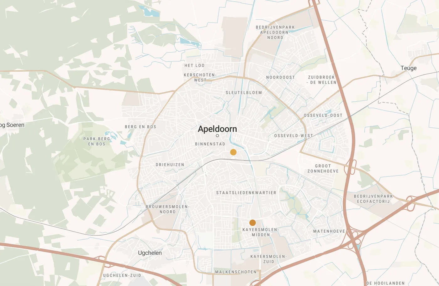 Kaart met leegstandmeldingen in Apeldoorn