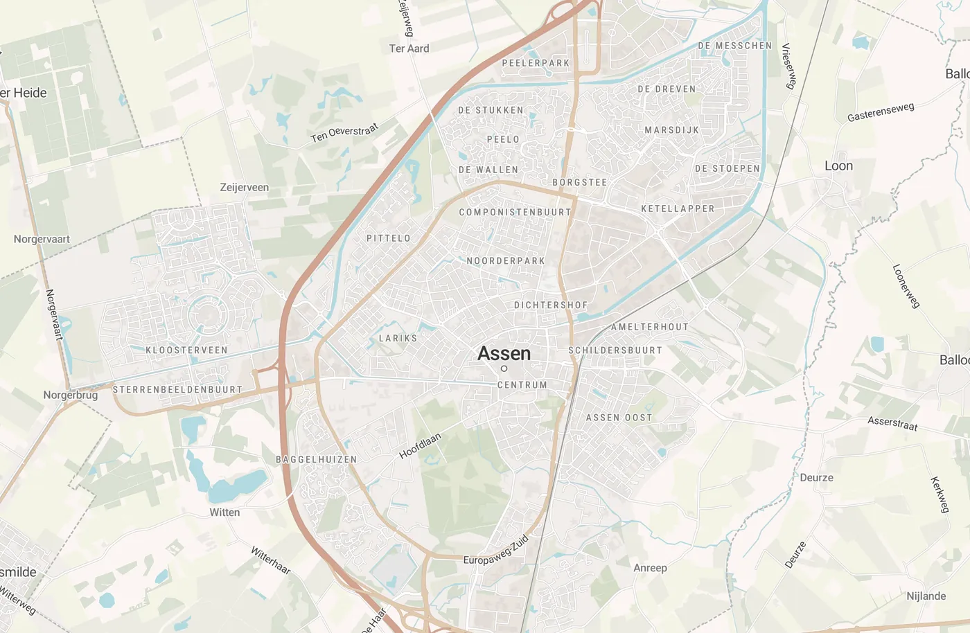 Kaart met leegstandmeldingen in Assen