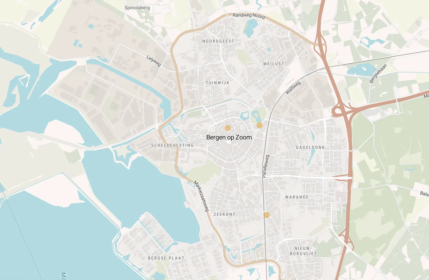 Kaart met leegstandmeldingen in Bergen op Zoom
