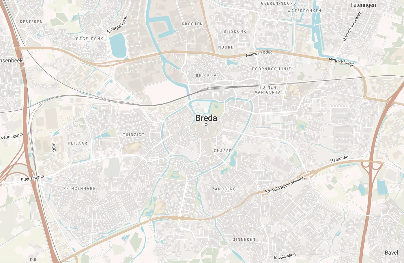 Kaart met leegstandmeldingen in Breda
