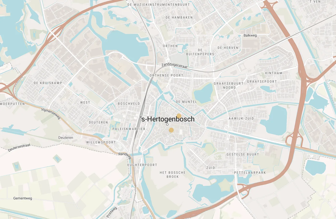 Kaart met leegstandmeldingen in Den Bosch
