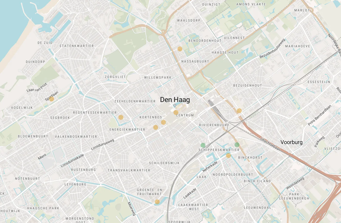Kaart met leegstandmeldingen in Den Haag