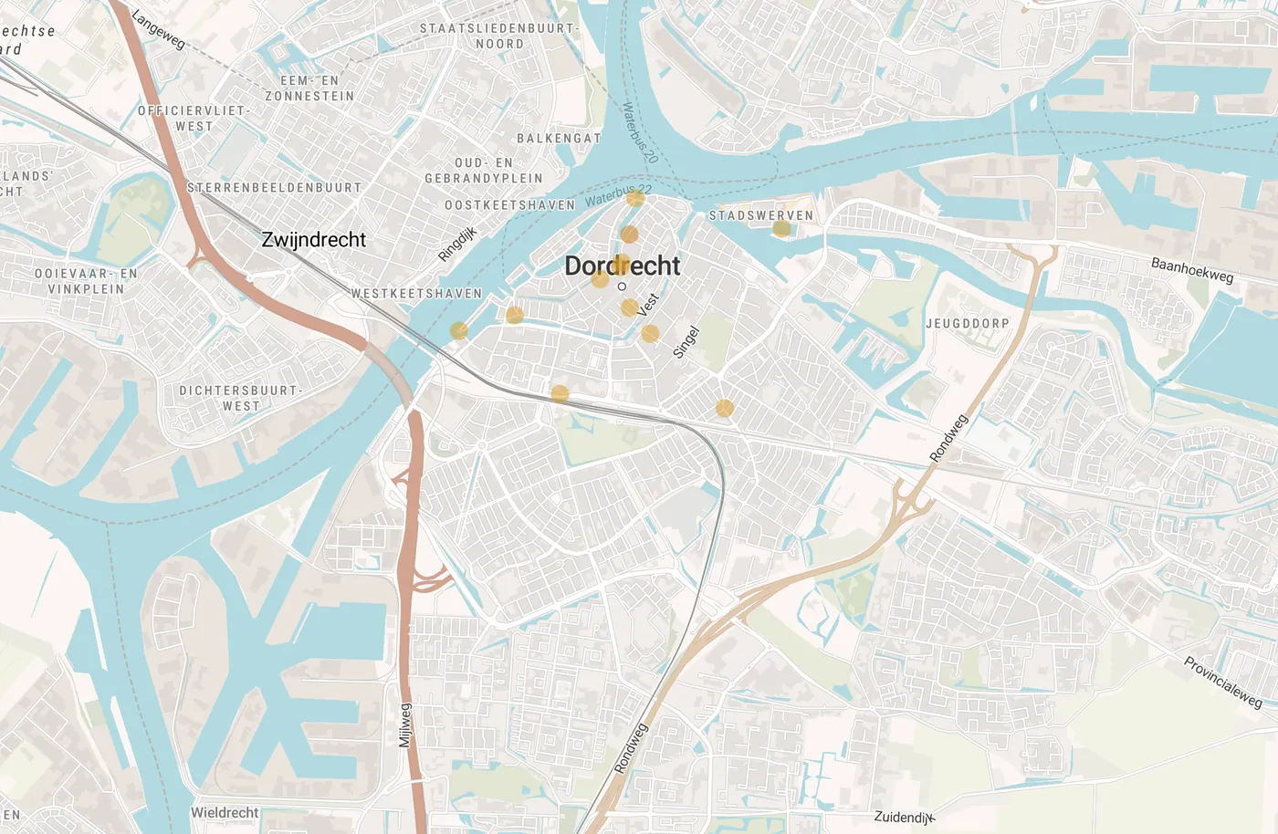 Kaart met leegstandmeldingen in Dordrecht