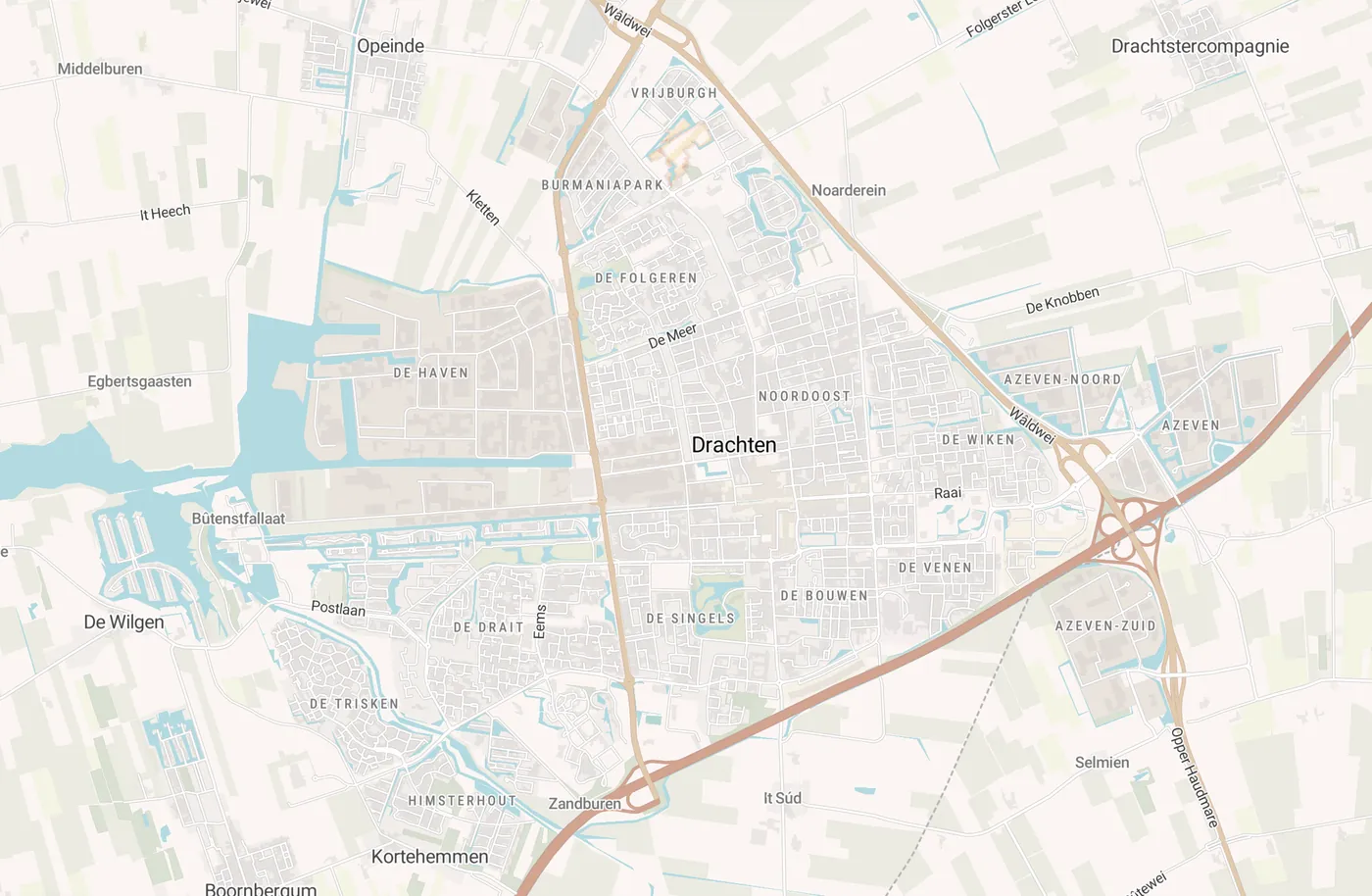 Kaart met leegstandmeldingen in Drachten