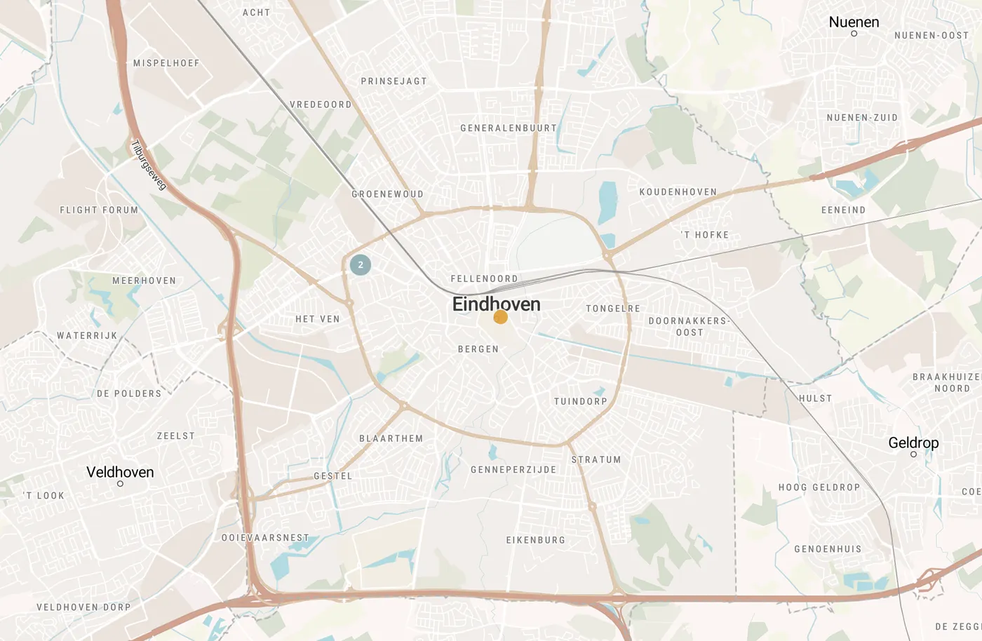 Kaart met leegstandmeldingen in Eindhoven