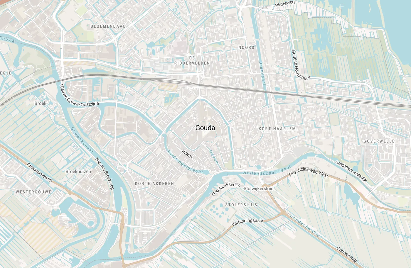 Kaart met leegstandmeldingen in Gouda