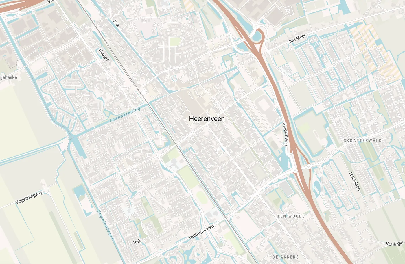Kaart met leegstandmeldingen in Heerenveen