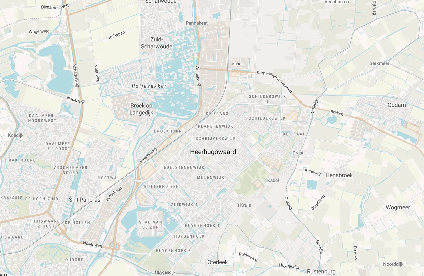 Kaart met leegstandmeldingen in Heerhugowaard