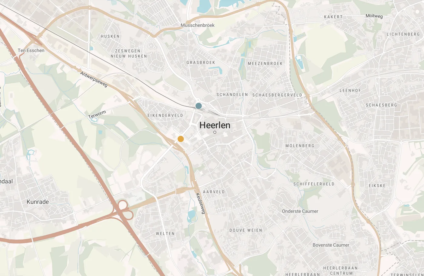 Kaart met leegstandmeldingen in Heerlen