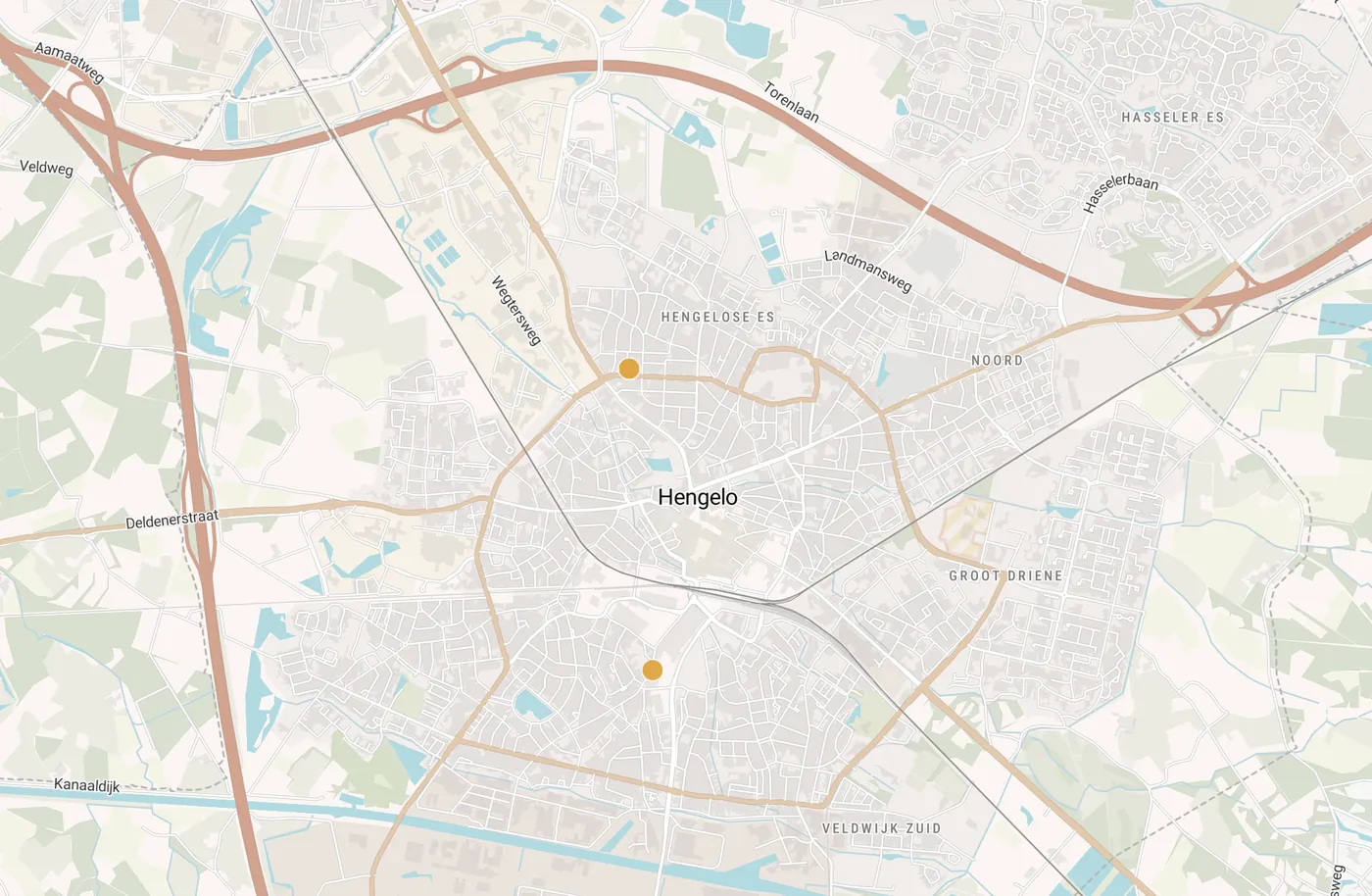 Kaart met leegstandmeldingen in Hengelo