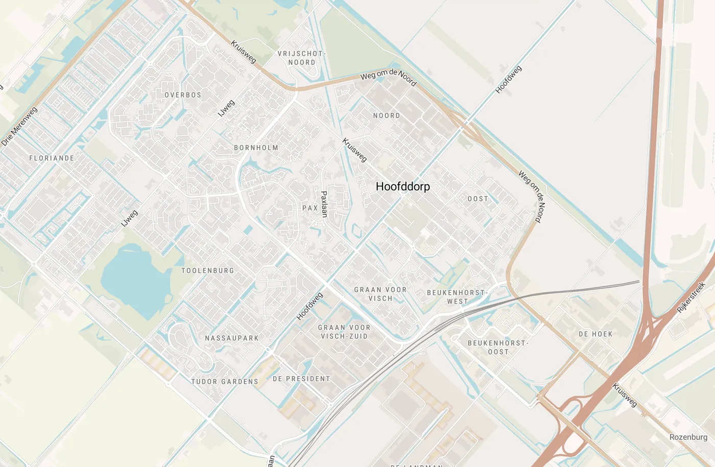 Kaart met leegstandmeldingen in Hoofddorp