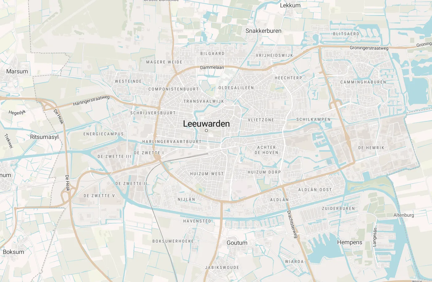 Kaart met leegstandmeldingen in Leeuwarden