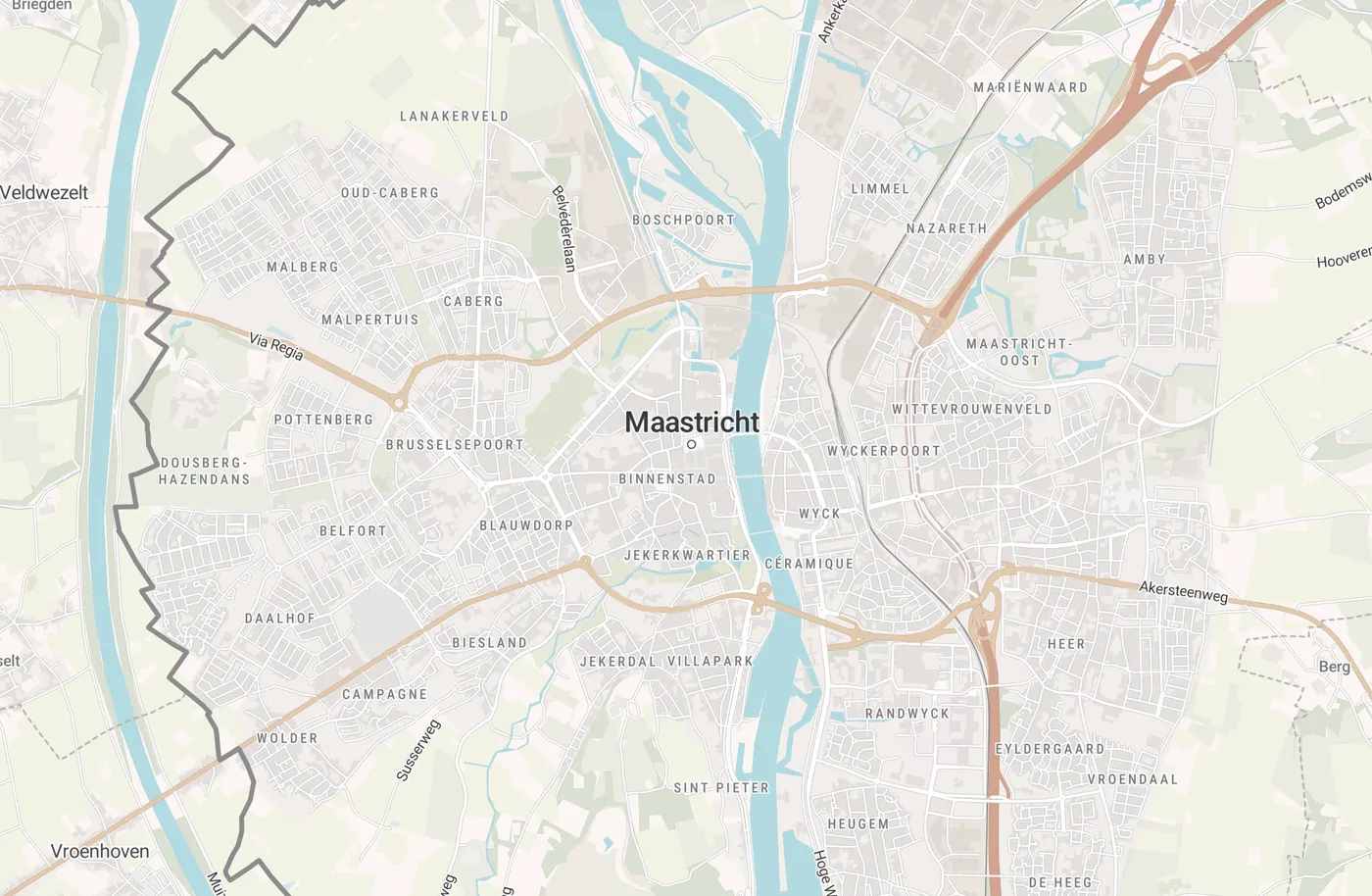 Kaart met leegstandmeldingen in Maastricht