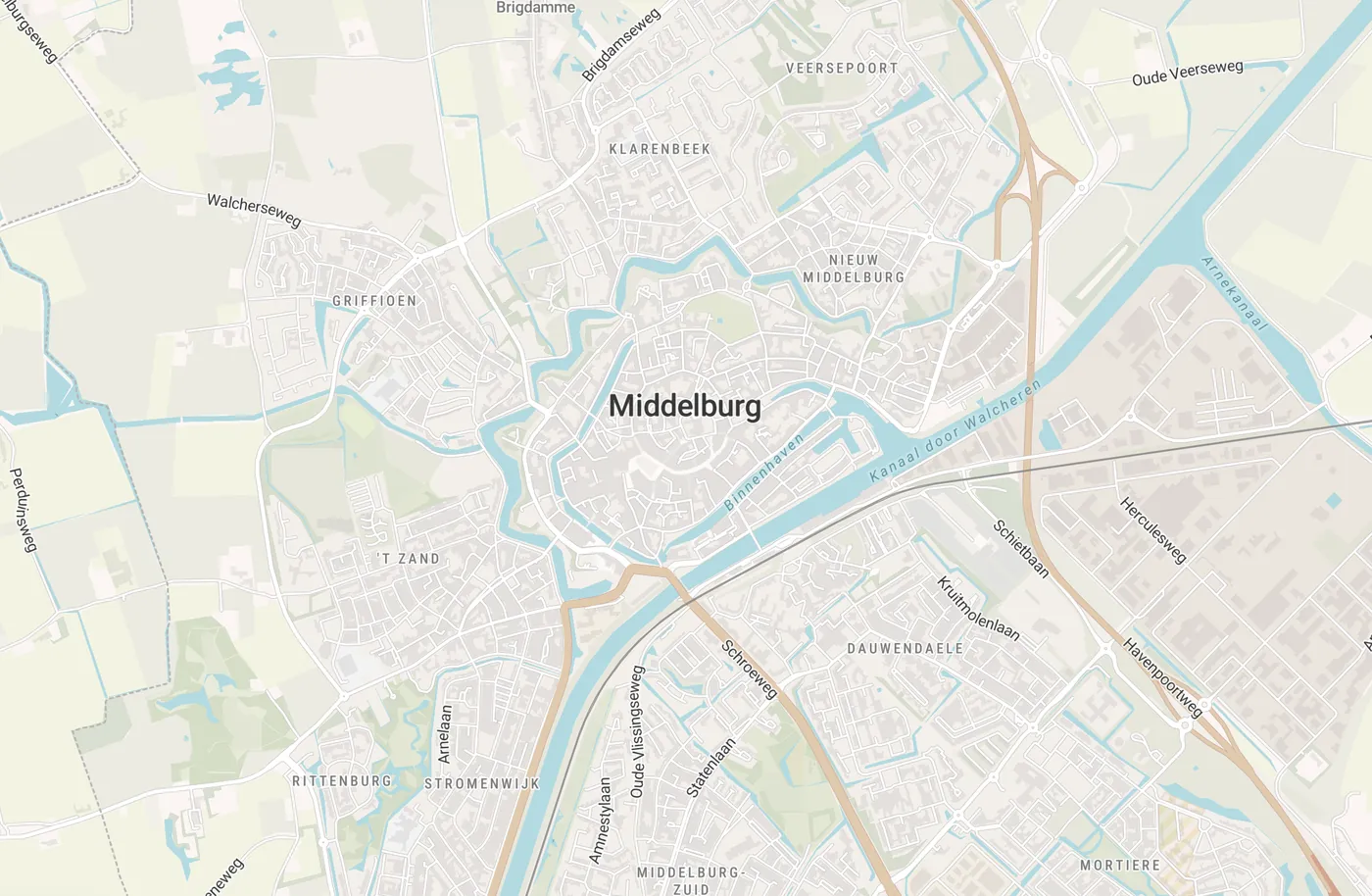 Kaart met leegstandmeldingen in Middelburg