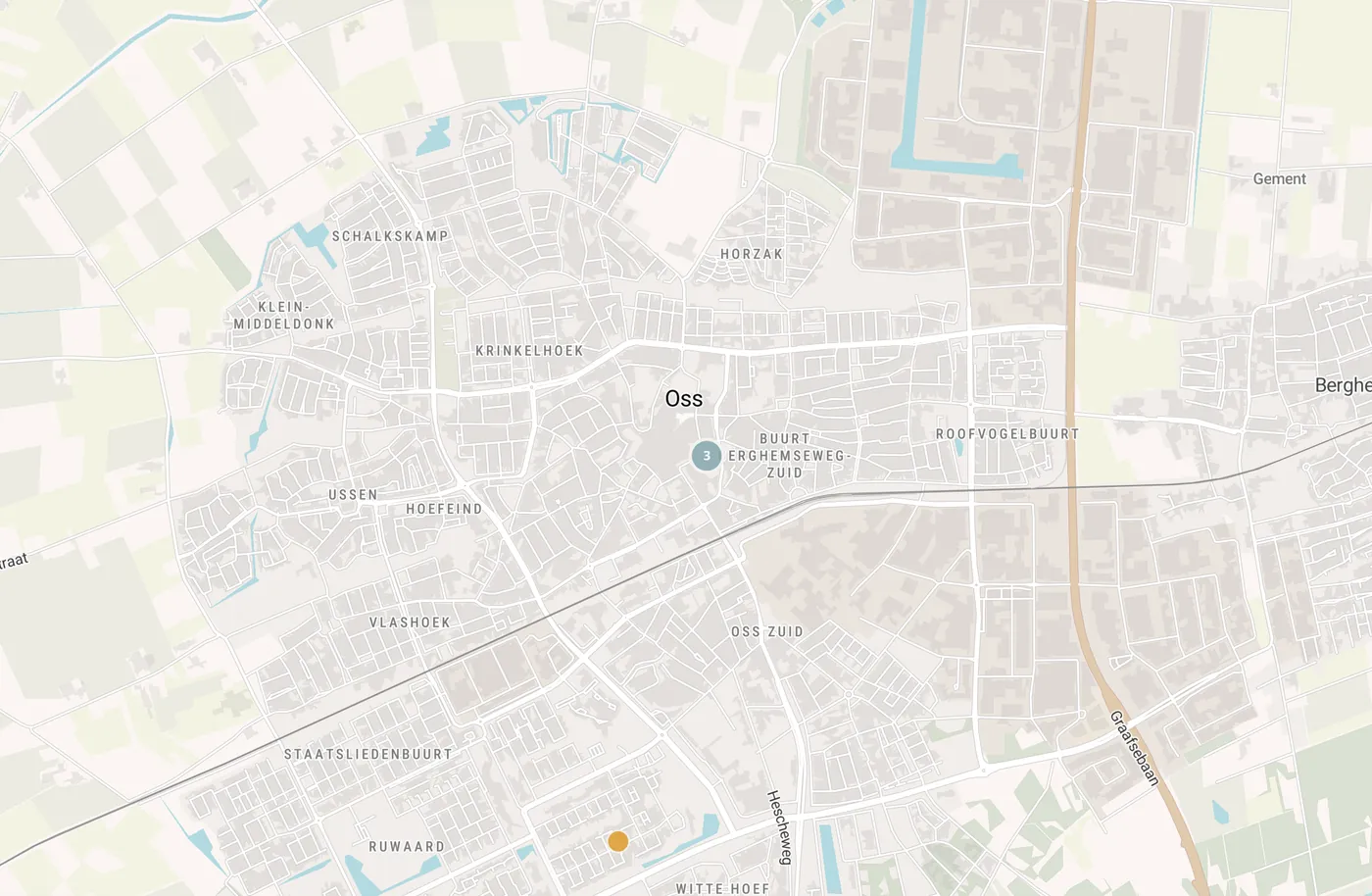 Kaart met leegstandmeldingen in Oss