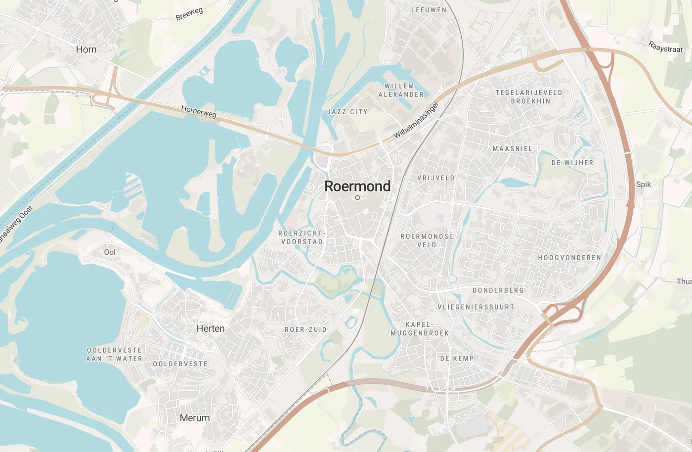 Kaart met leegstandmeldingen in Roermond