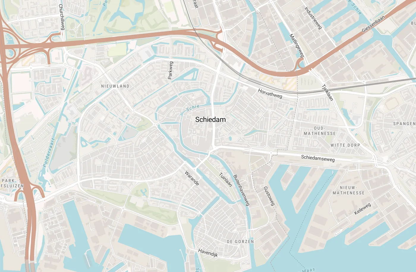 Kaart met leegstandmeldingen in Schiedam