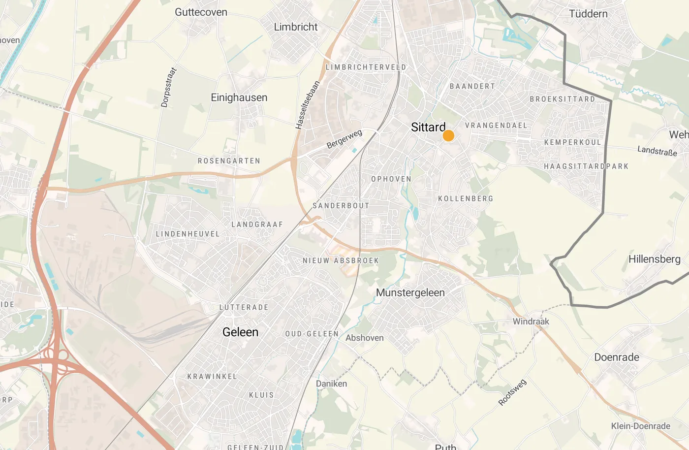 Kaart met leegstandmeldingen in Sittard-Geleen