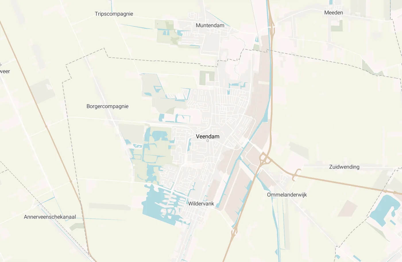 Kaart met leegstandmeldingen in Veendam