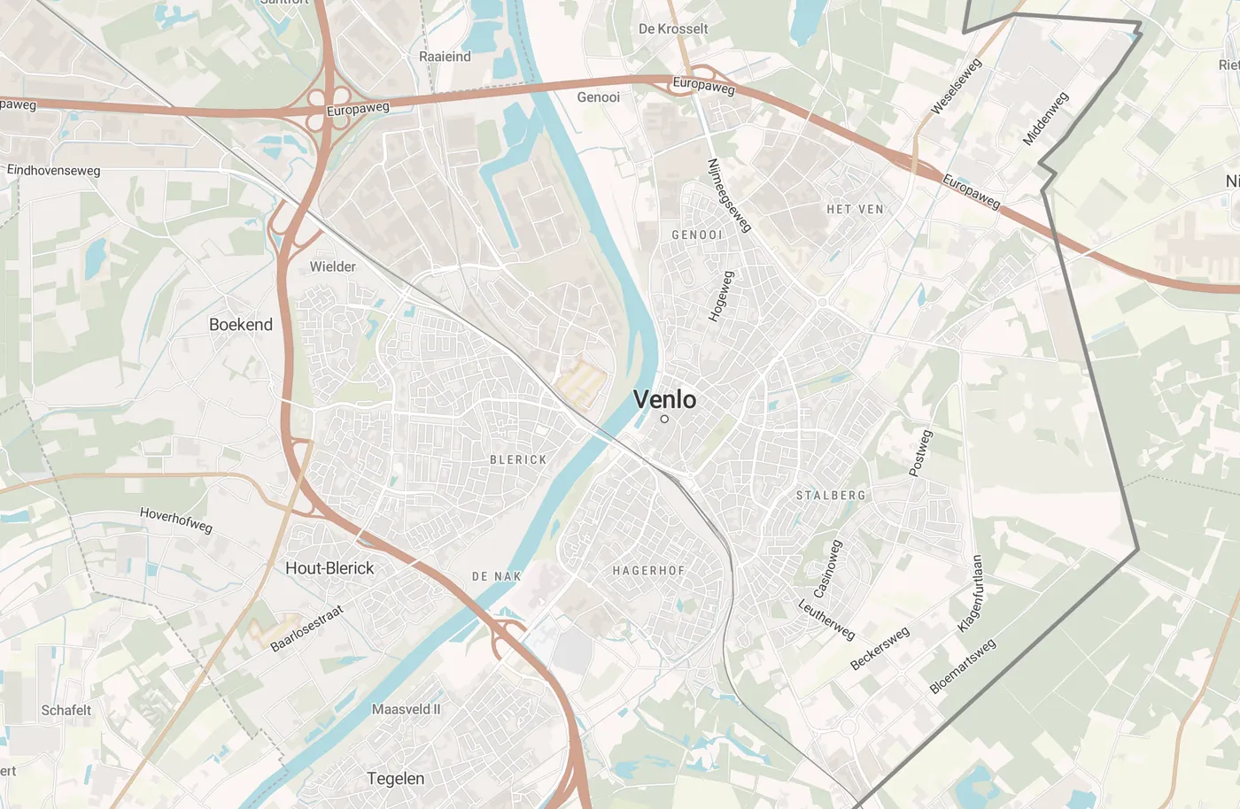 Kaart met leegstandmeldingen in Venlo