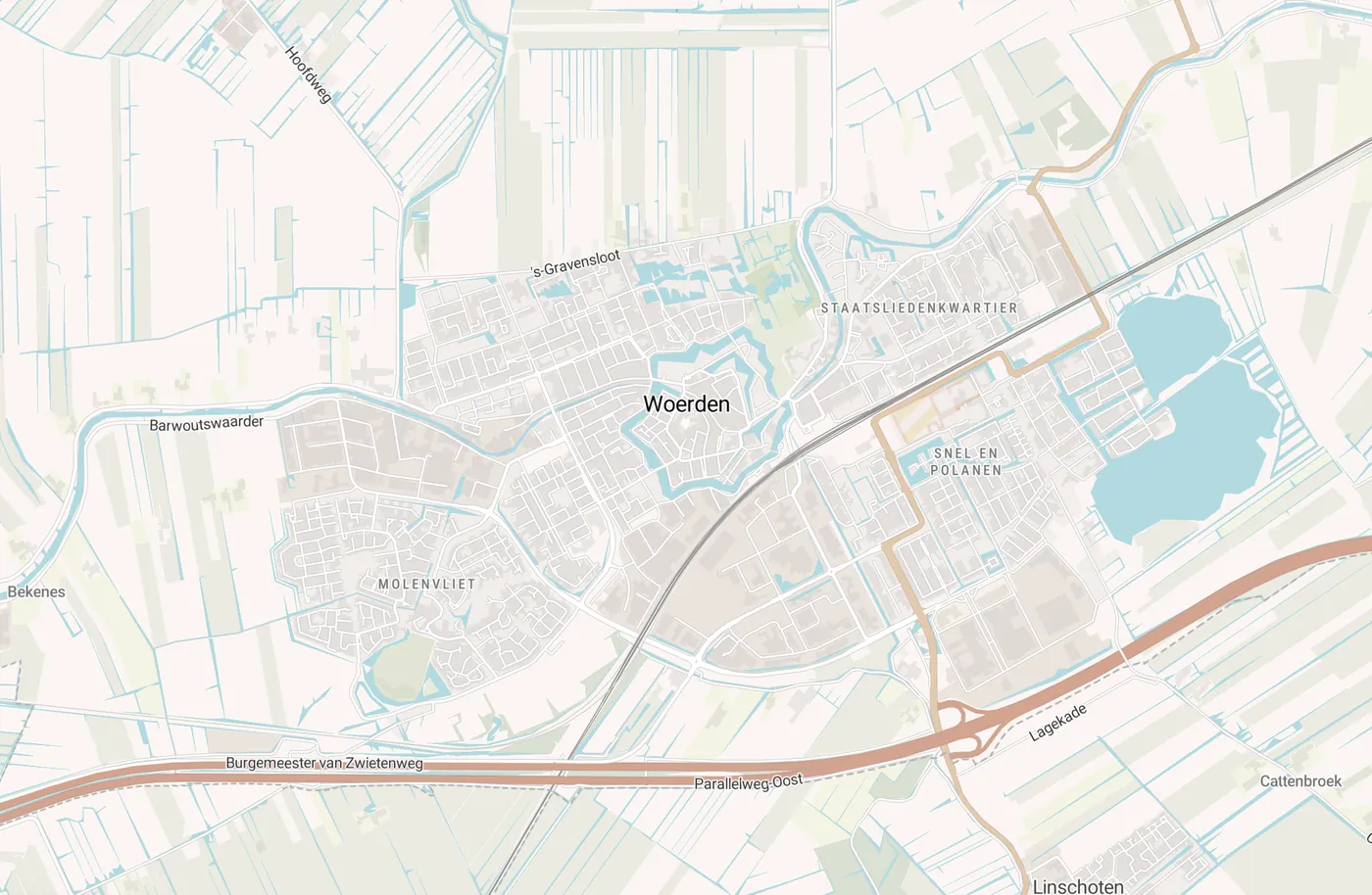Kaart met leegstandmeldingen in Woerden